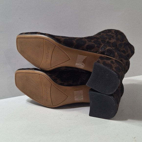 Franco Sarto Leather Calf Hair Black Brown Marquee Leopard Animal Print Boot 8.5 - Picture 9 of 13